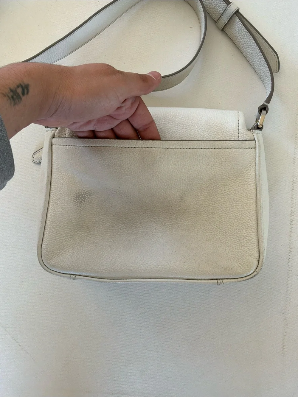 Kate Spade New York White Pebbled Leather Crossbody Shoulder Bag